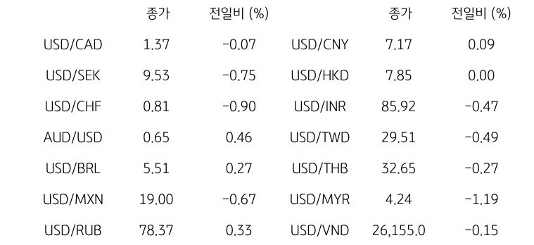글로벌 주요 통화 동향