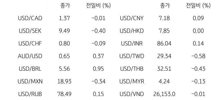 글로벌 주요 통화 동향