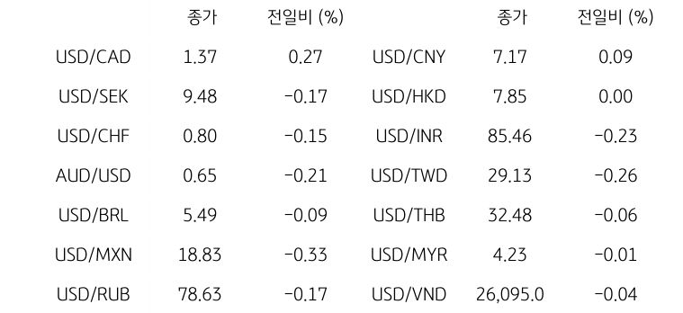 글로벌 주요 통화 동향