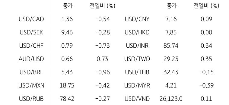 글로벌 주요 통화 동향