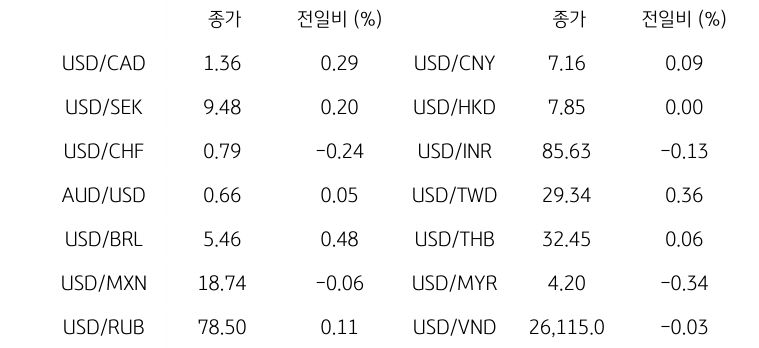 글로벌 주요 통화 동향