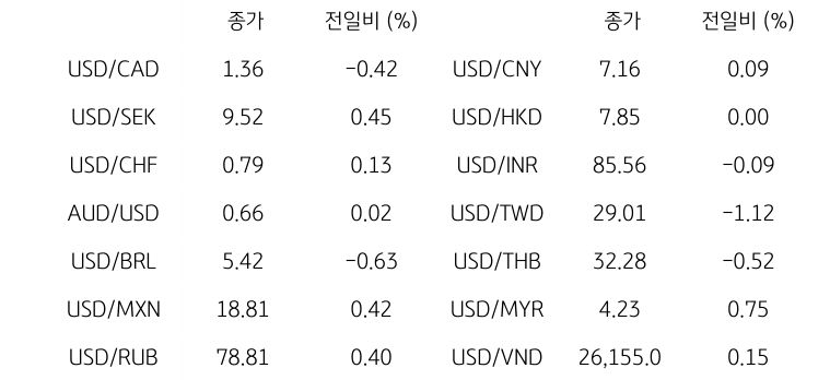 글로벌 주요 통화 동향