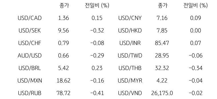 글로벌 주요 통화 동향