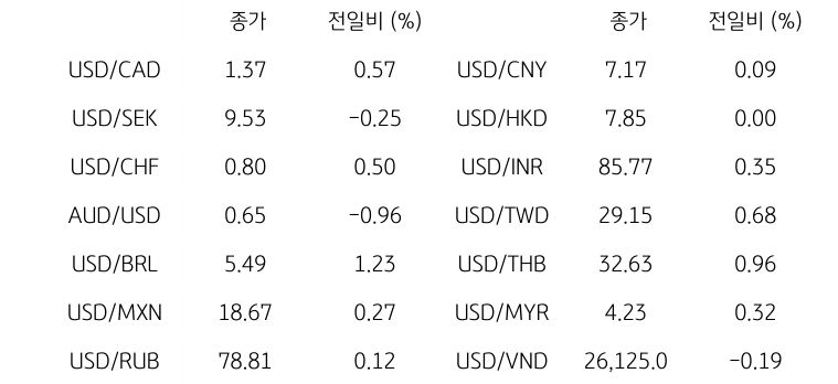 글로벌 주요 통화 동향
