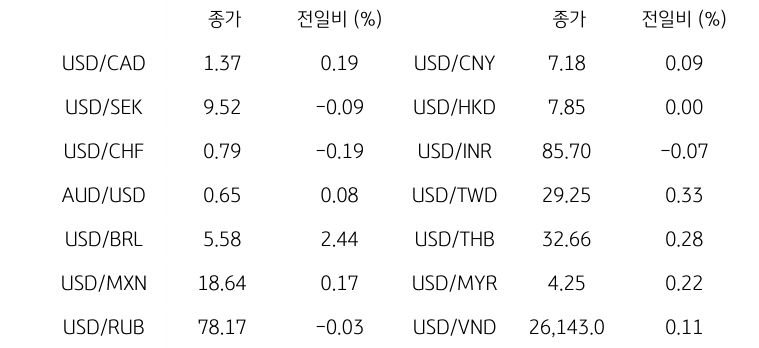 글로벌 주요 통화 동향