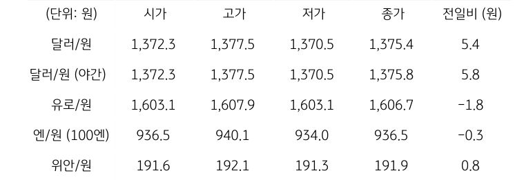 국내 외환 시장 동향