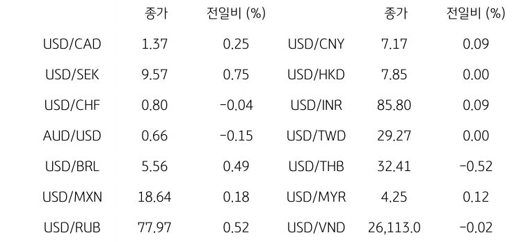 글로벌 주요 통화 동향
