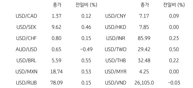 글로벌 주요 통화 동향