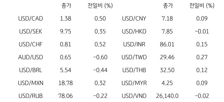 글로벌 주요 통화 동향