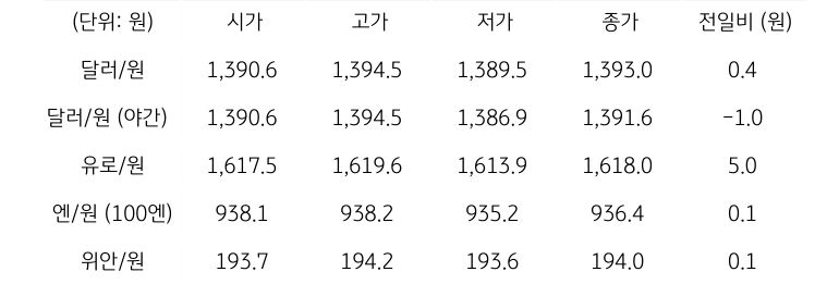 국내 외환 시장 동향