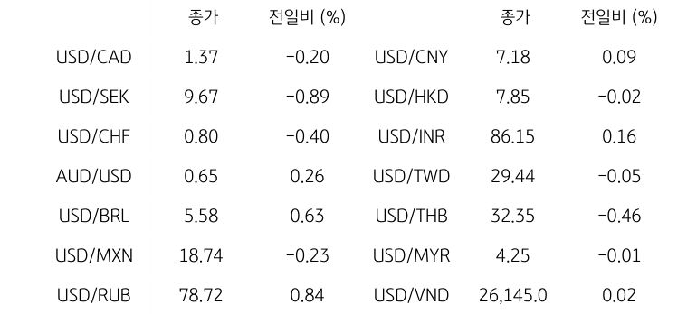 글로벌 주요 통화 동향