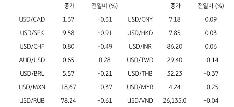 글로벌 주요 통화 동향