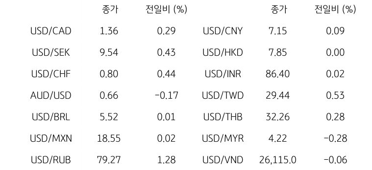 글로벌 주요 통화 동향