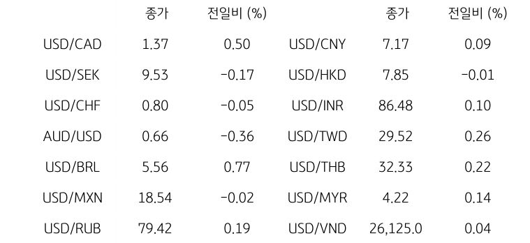 글로벌 주요 통화 동향