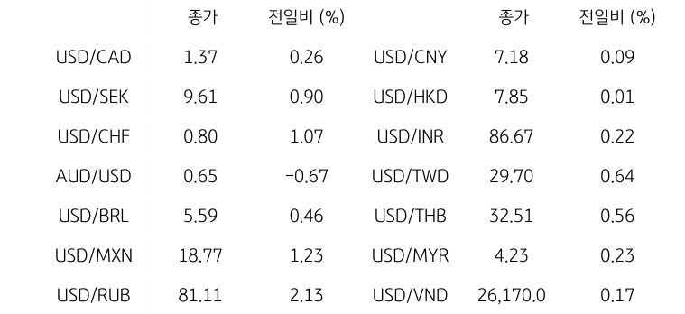 글로벌 주요 통화 동향