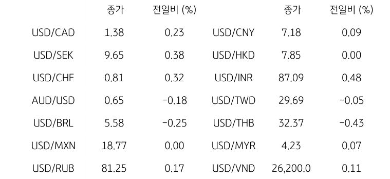 글로벌 주요 통화 동향