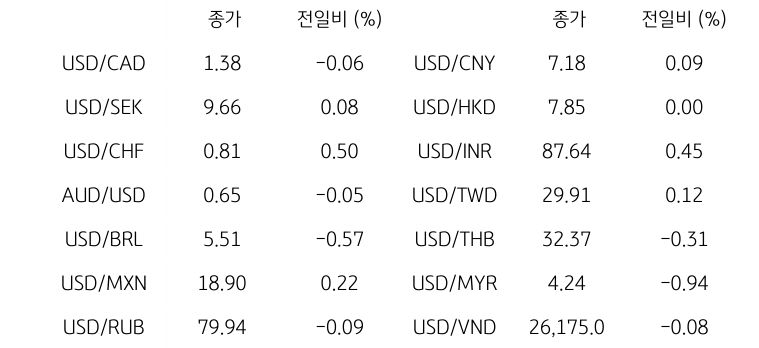 글로벌 주요 통화 동향