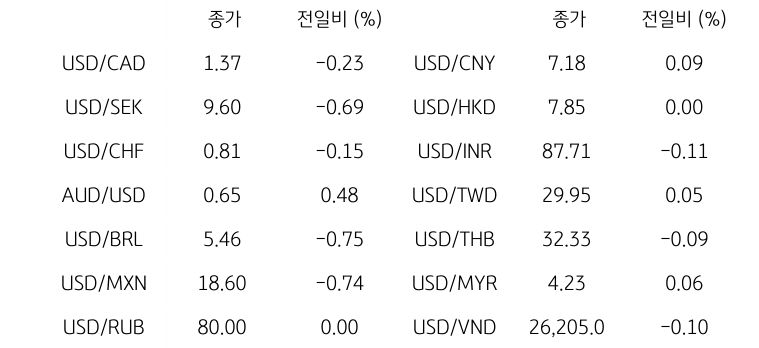 글로벌 주요 통화 동향