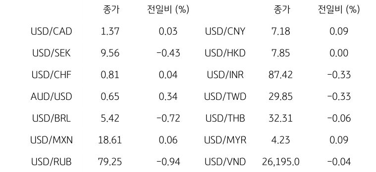 글로벌 주요 통화 동향