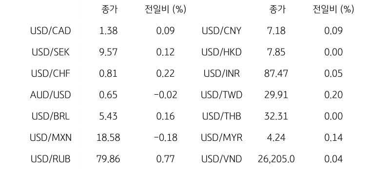 글로벌 주요 통화 동향