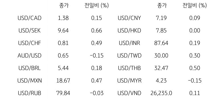글로벌 주요 통화 동향
