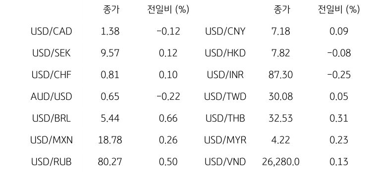 글로벌 주요 통화 동향