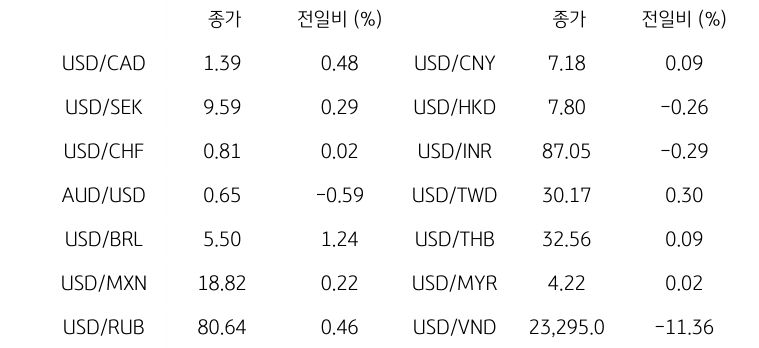 글로벌 주요 통화 동향