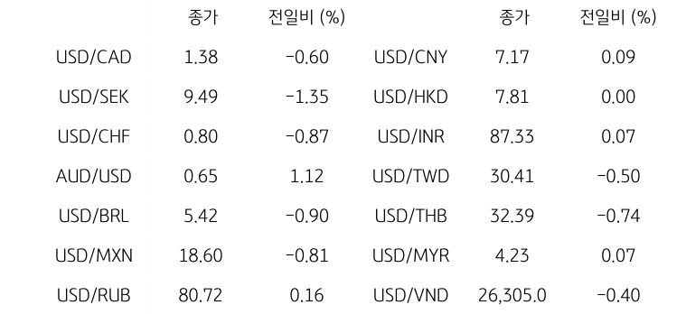 글로벌 주요 통화 동향