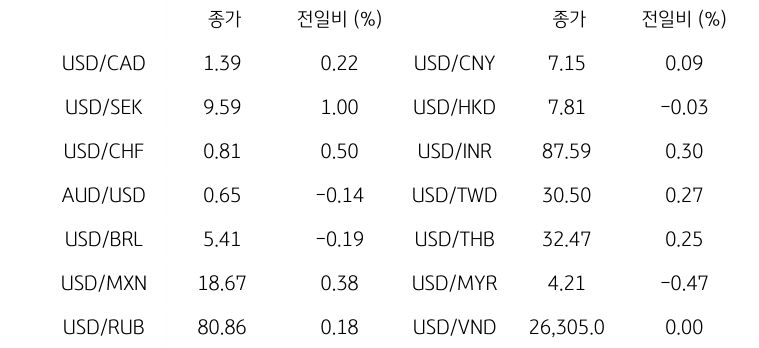 글로벌 주요 통화 동향