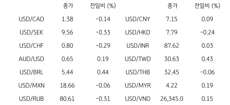 글로벌 주요 통화 동향
