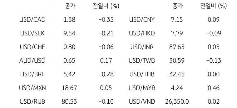 글로벌 주요 통화 동향