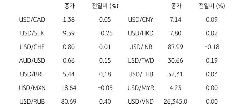 글로벌 주요 통화 동향
