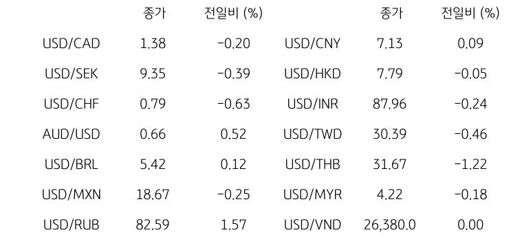 글로벌 주요 통화 동향