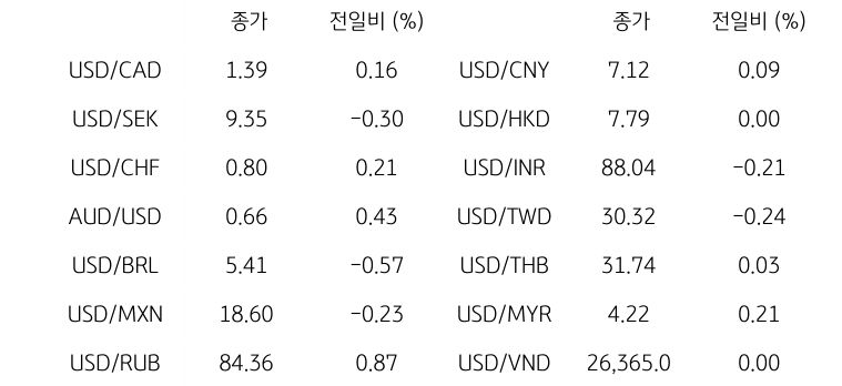 글로벌 주요 통화 동향