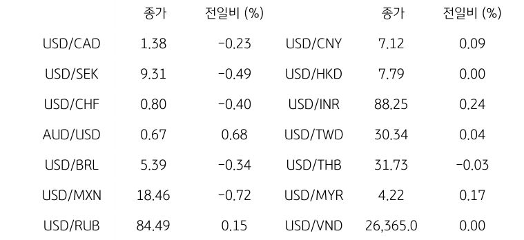 글로벌 주요 통화 동향