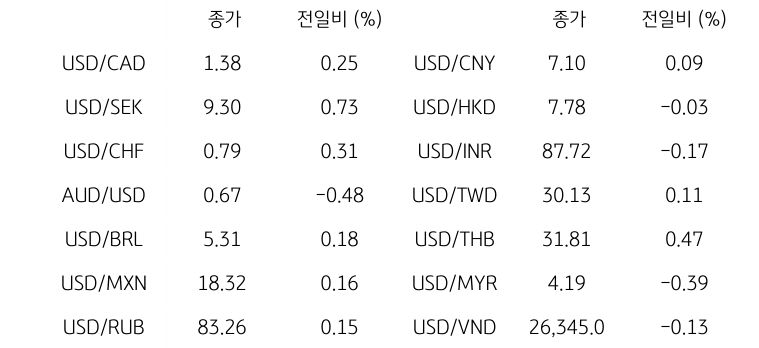 글로벌 주요 통화 동향