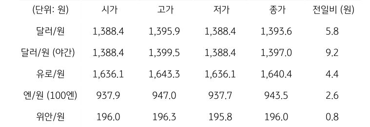 국내 외환 시장 동향