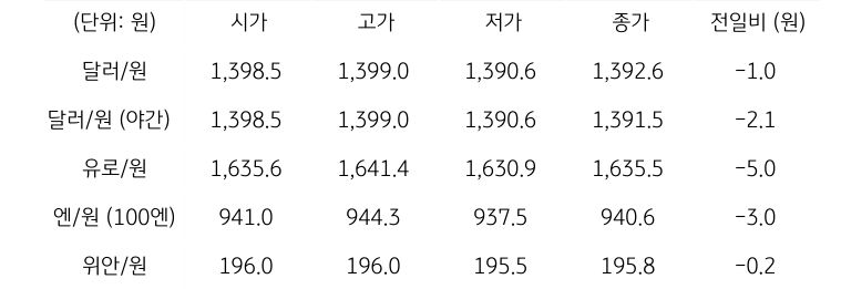 국내 외환 시장 동향