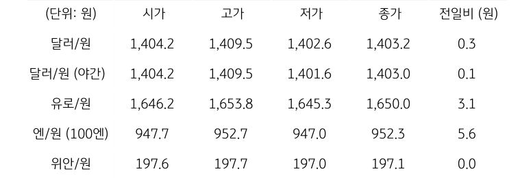국내 외환 시장 동향