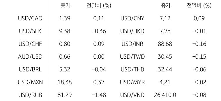 글로벌 주요 통화 동향