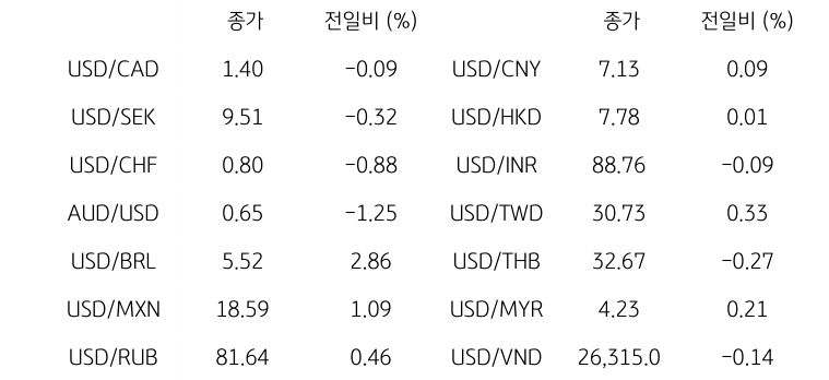 글로벌 주요 통화 동향