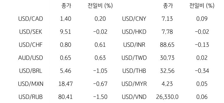글로벌 주요 통화 동향