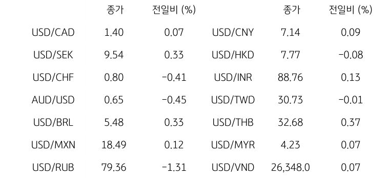 글로벌 주요 통화 동향