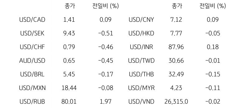 글로벌 주요 통화 동향