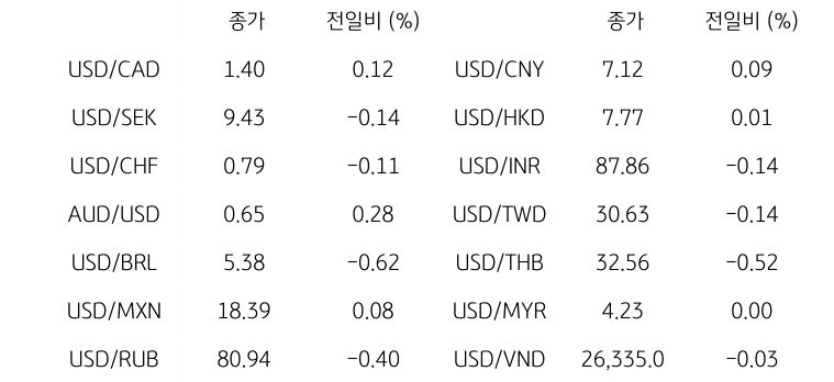글로벌 주요 통화 동향