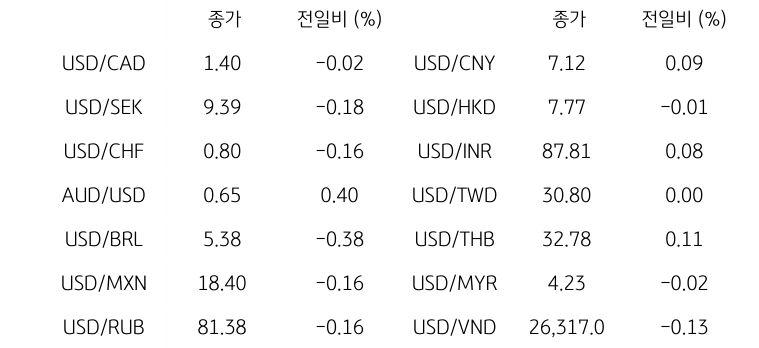 글로벌 주요 통화 동향