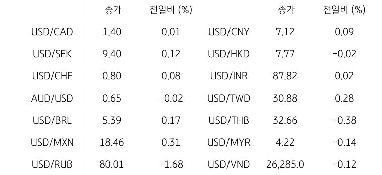 글로벌 주요 통화 동향