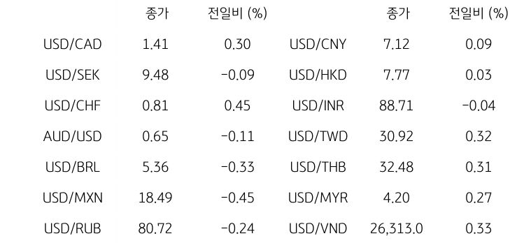 글로벌 주요 통화 동향