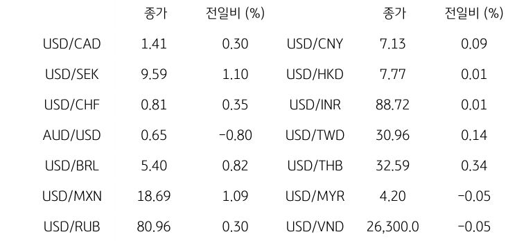 글로벌 주요 통화 동향