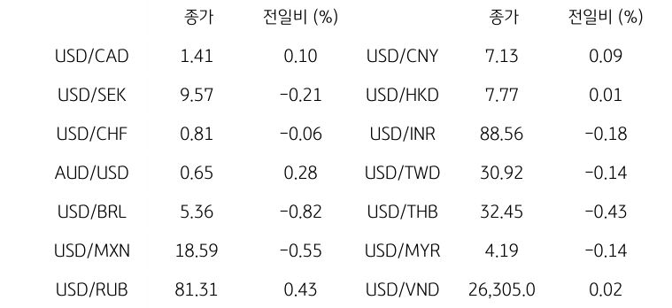 글로벌 주요 통화 동향
